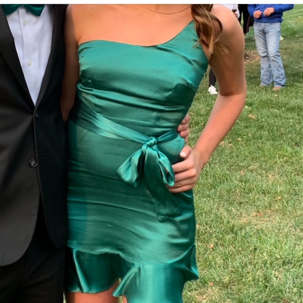 Angel Biba Teal Satin Mini Dress
